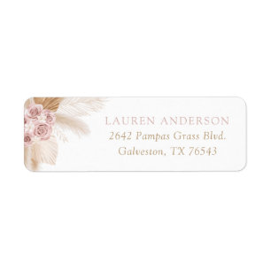  Boho Pampas Grass Girl Baby Shower Return Address Label