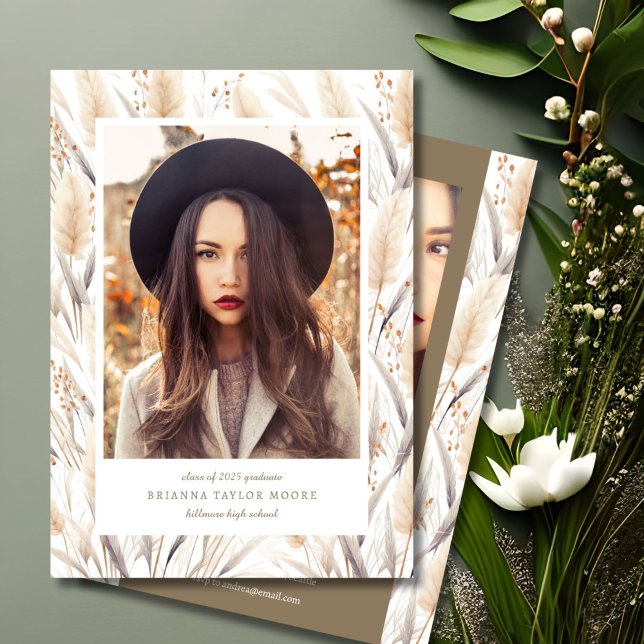 Boho Pampas Grass Graduate Photo Announcement (Creator Uploaded)