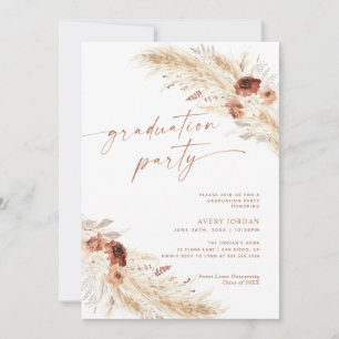 Boho Pampas Grass Graduation Party Invite