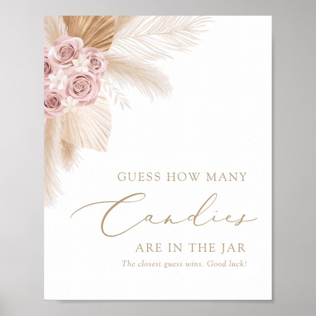 Boho Pampas Grass Guess How Many Candies Sign (Front)