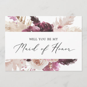 Boho Pampas Grass Maid of Honour Proposal Card