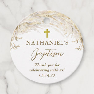 Boho Pampas Grass Modern Baptism Favour Tags