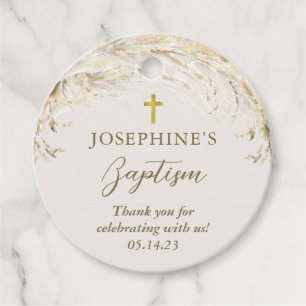 Boho Pampas Grass Modern Baptism Favour Tags
