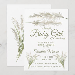 Boho Pampas Grass Modern Bohemian Baby Shower Invitation