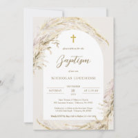 Boho Pampas Grass Modern Twins Baptism
