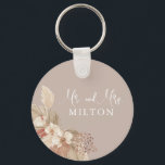 Boho Pampas Grass Neutrals Wedding Key Ring<br><div class="desc">Boho keychain keepsake that can be personalised with a custom last name. Neutral tones and pampas grass provide an understated elegance. This keychain would make a lovely gift for newlyweds!</div>