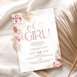 Boho Pampas Grass Oh Girl Baby Shower Invitation<br><div class="desc">Boho Pampas Grass Oh Girl Baby Shower Invitation
 
Sweet boho floral girl's baby shower invitation featuring a faux rose gold foil heading and various dry floral arrangements in blush and natural tones and with pampas grass.  Ideal for someone looking for a modern bohemian baby girls baby shower invitation.</div>