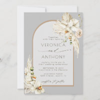 Boho Pampas Grass Orchid Floral Wedding Grey