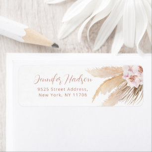 Boho pampas grass orchid Return Address  Label