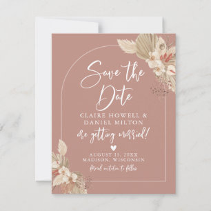 Boho Pampas Grass Pink Terracotta Save The Date