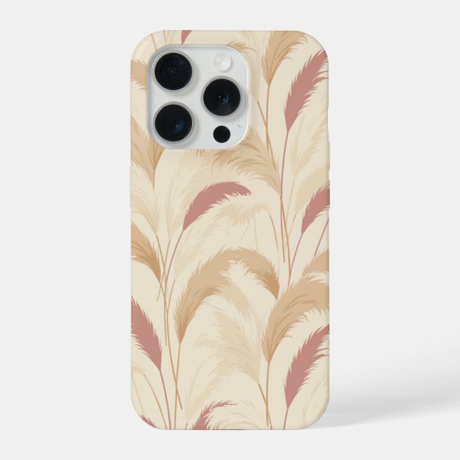 Boho Pampas Grass Plumes Aesthetic Botanical iPhone Case (Back)