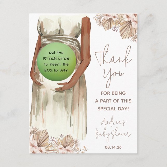 Boho Pampas Grass Pregnant Mother EOS Lip Balm Enclosure Card (Front)