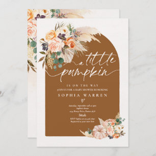 Boho Pampas Grass Pumpkin Baby Shower Terracotta Invitation