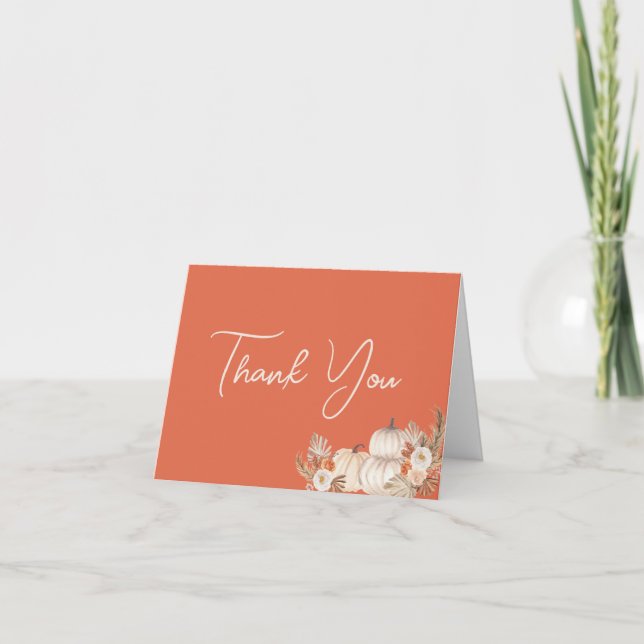 Boho Pampas Grass Pumpkin Thank You Card (Front)