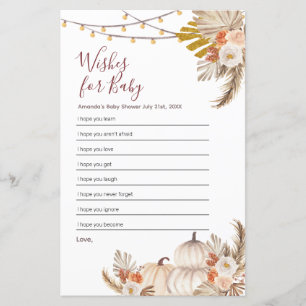 Boho Pampas Grass Pumpkin Wishes for Baby