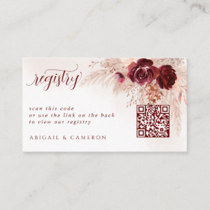 Boho Pampas Grass QR Code Bridal Shower Registry Enclosure Card