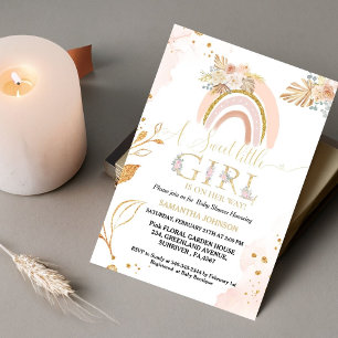 Boho Pampas Grass Rainbow Desert Girl Baby Shower Invitation