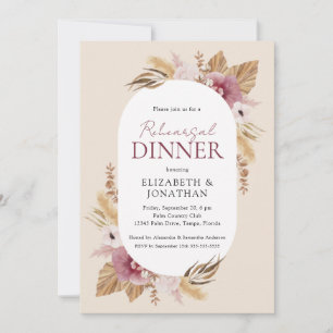 Boho Pampas Grass Rehearsal Dinner Invitation