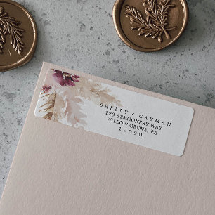 Boho Pampas Grass Return Address Label