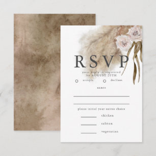 Boho Pampas Grass RSVP with Meal Choice Card