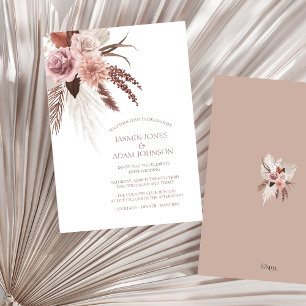Boho Pampas Grass Rustic Terracotta Wedding Invitation