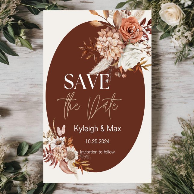 Boho Pampas Grass Save the Date Invitation (Creator Uploaded)