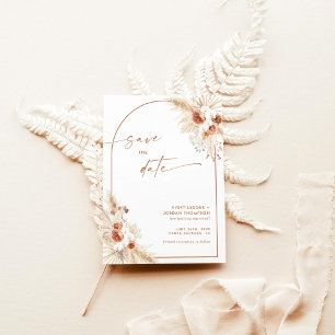 Boho Pampas Grass Save the Date Invite