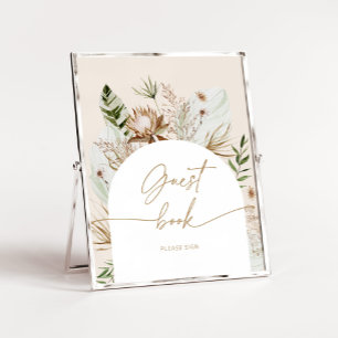 Boho pampas grass sign the guest book poster