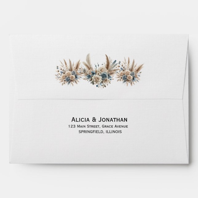 Boho Pampas Grass Simple Wedding Envelope (Back (Top Flap))