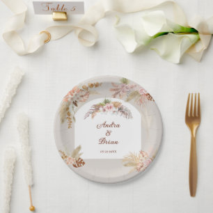 Boho Pampas Grass Special Occasion Paper Plate