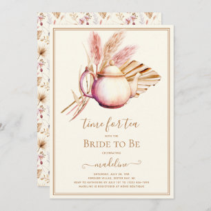 Boho Pampas Grass Tea Party Bridal Shower Invitation