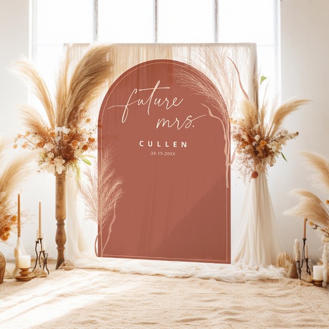 Boho Pampas Grass Terracotta Arch Bridal Shower Tapestry (Creator Uploaded)