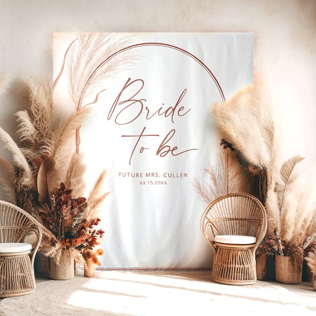 Boho Pampas Grass Terracotta Bridal Shower Tapestry (Creator Uploaded)