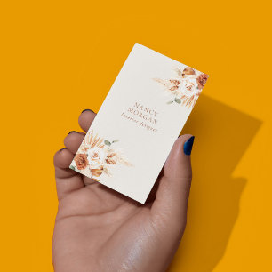 Boho Pampas Grass Terracotta Floral Business Card