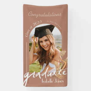 Boho Pampas Grass Terracotta Photo Graduation Banner