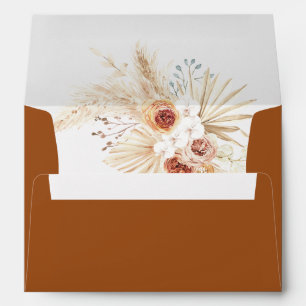 Boho Pampas Grass Terracotta Wedding Envelope