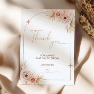 Boho Pampas Grass Thank You Card Boho Card