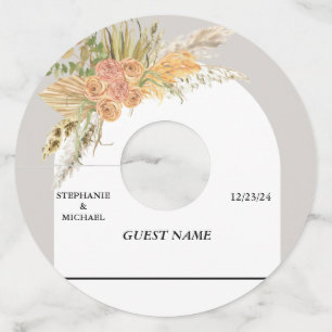 Boho Pampas Grass Tropical Earthy Wedding Wine Glass Tag
