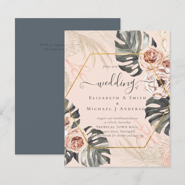 BOHO PAMPAS GRASS TROPICAL Wedding (Front/Back)