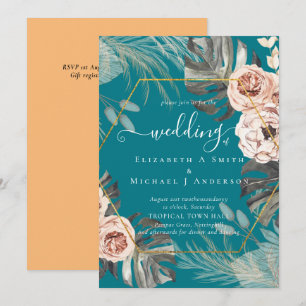 BOHO PAMPAS GRASS TROPICAL Wedding Invitation