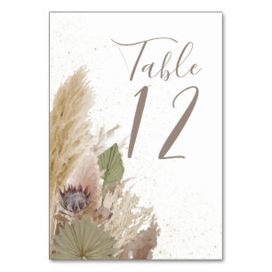 BOHO PAMPAS GRASS WATERCOLOR TABLE NUMBER