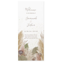 BOHO PAMPAS GRASS WATERCOLOR WEDDING PROGRAM