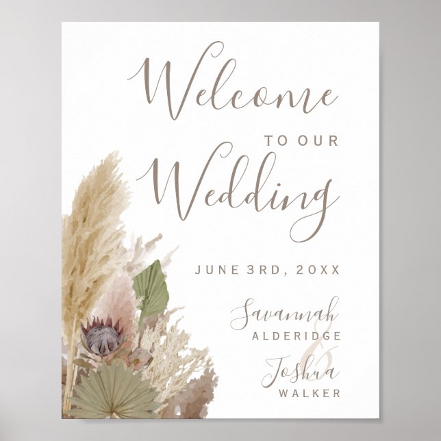 BOHO PAMPAS GRASS WATERCOLOR WELCOME SIGN (Front)