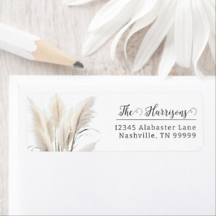 Boho Pampas Grass Wedding Address Return Address Label