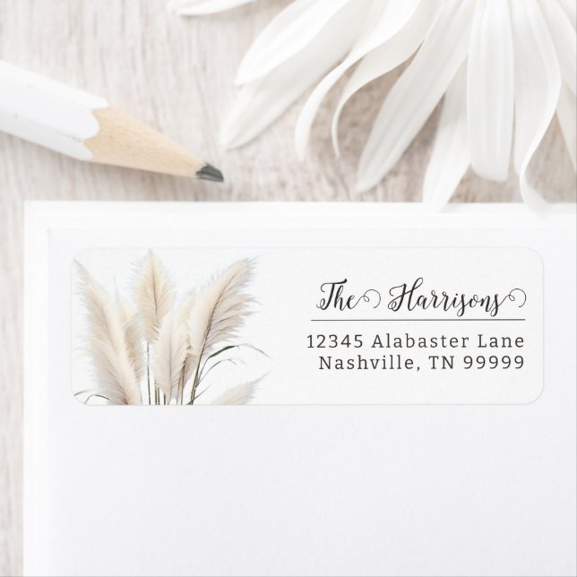 Boho Pampas Grass Wedding Address Return Address Label (Insitu)