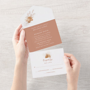 Boho Pampas Grass Wedding All In One Invitation