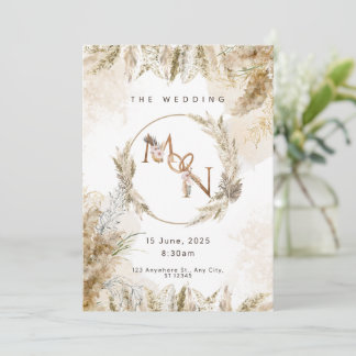 Boho Pampas Grass Wedding Invitation