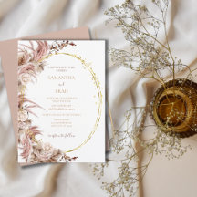 Boho Pampas Grass Wedding Invitation