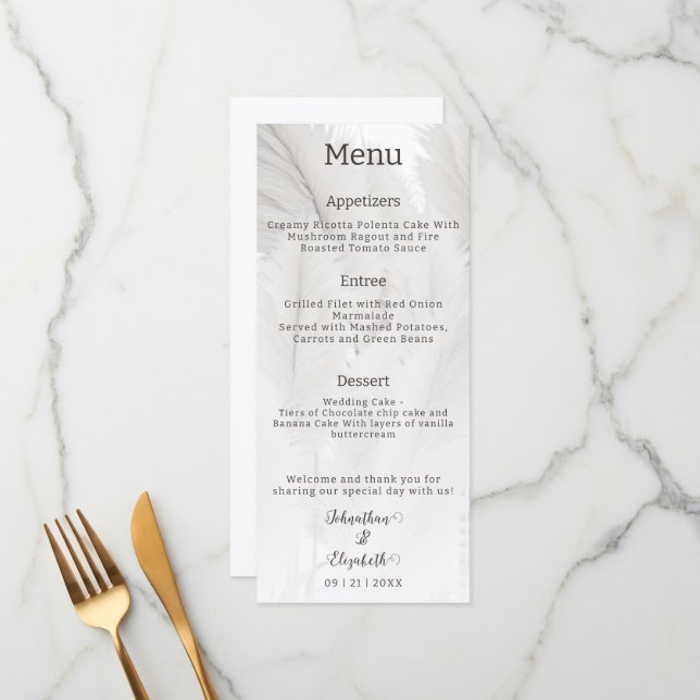 Boho Pampas Grass Wedding Menu (Front/Back In Situ)