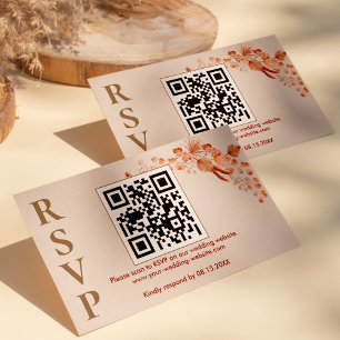 Boho Pampas Grass Wedding Online RSVP QR Code Enclosure Card